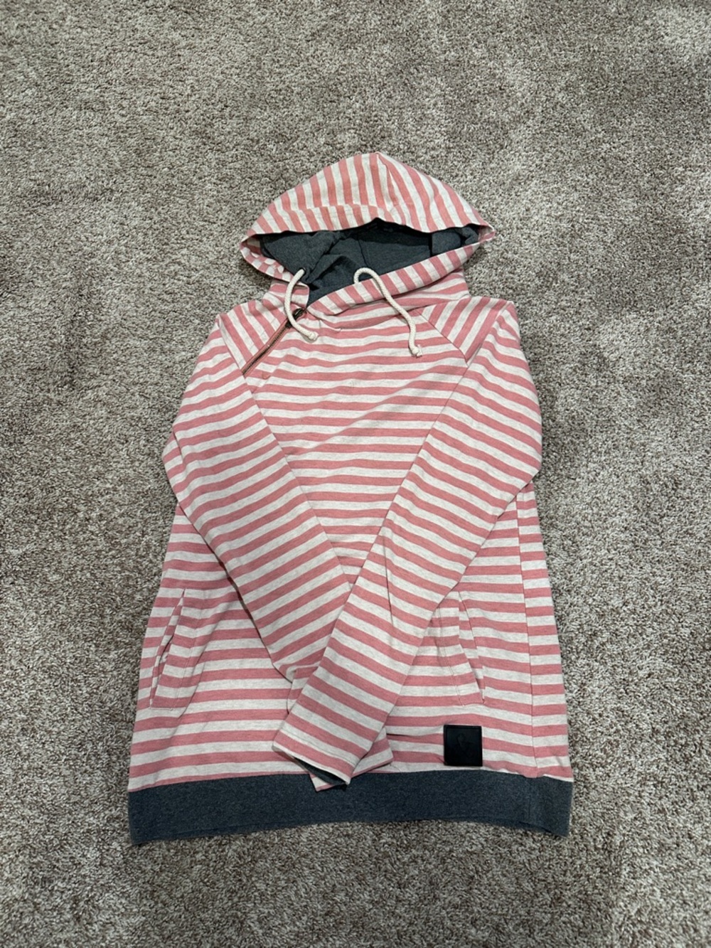 AMPERSAND AVE Pink and White Striped Hoodie